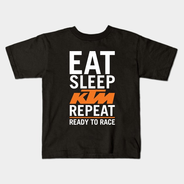 Eat Sleep KTM Repeat Kids T-Shirt by tushalb